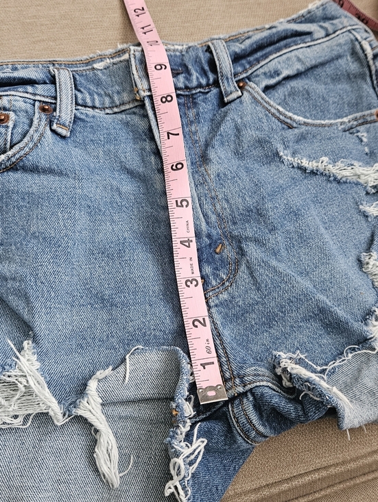 Abercrombie & Fitch MOM shorts Mid Rise Women's Light Blue Distressed Denim - Picture 12 of 13